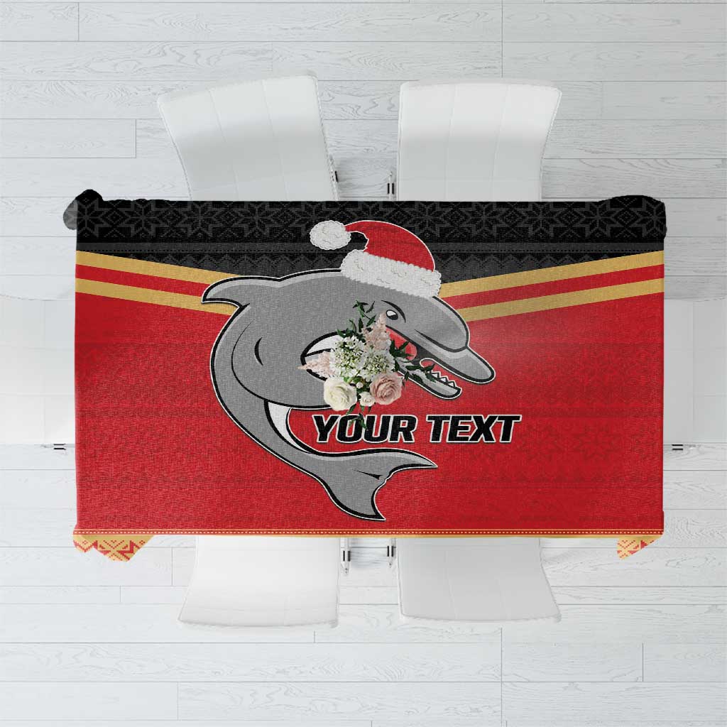 NRL Dolphins Mascot Christmas Personalised Tablecloth Black Style