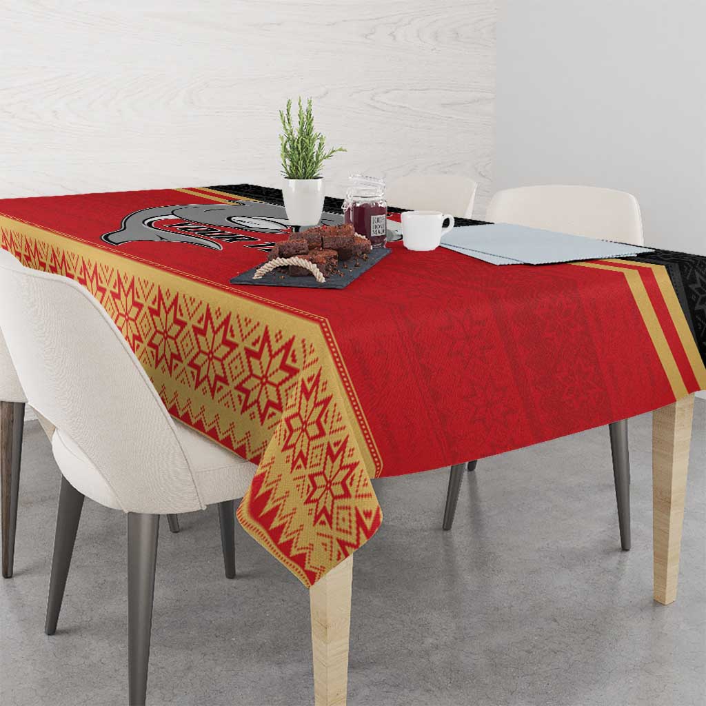 NRL Dolphins Mascot Christmas Personalised Tablecloth Black Style