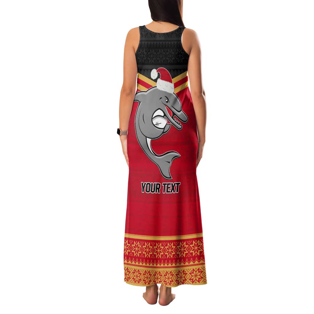 NRL Dolphins Mascot Christmas Personalised Tank Maxi Dress Black Style