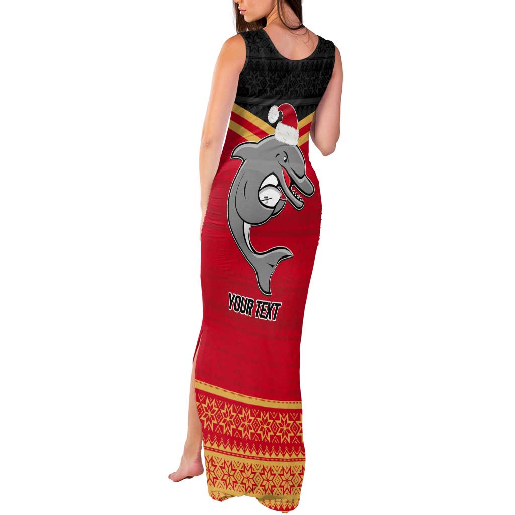NRL Dolphins Mascot Christmas Personalised Tank Maxi Dress Black Style