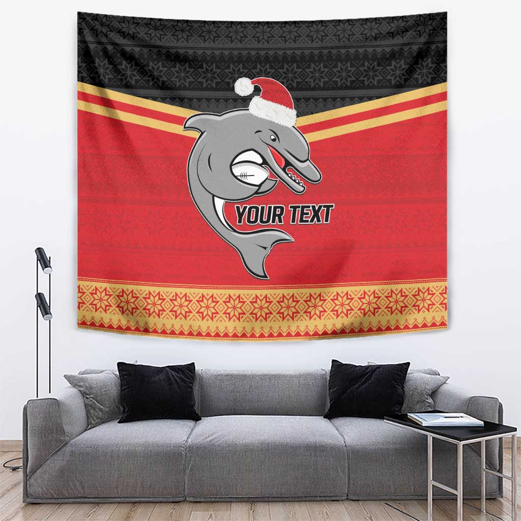 NRL Dolphins Mascot Christmas Personalised Tapestry Black Style