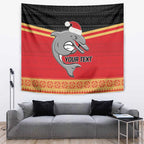 NRL Dolphins Mascot Christmas Personalised Tapestry Black Style