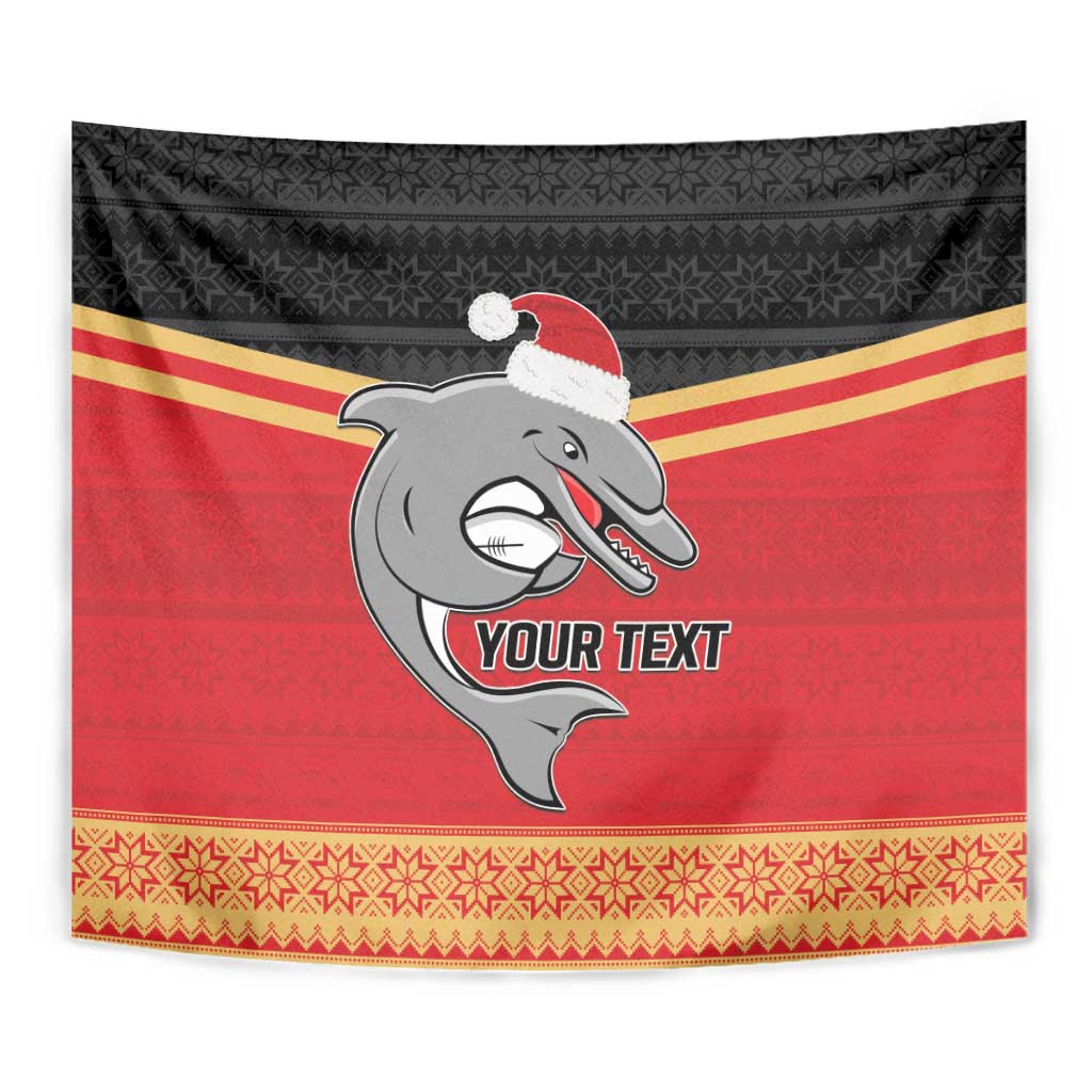 NRL Dolphins Mascot Christmas Personalised Tapestry Black Style