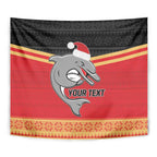 NRL Dolphins Mascot Christmas Personalised Tapestry Black Style
