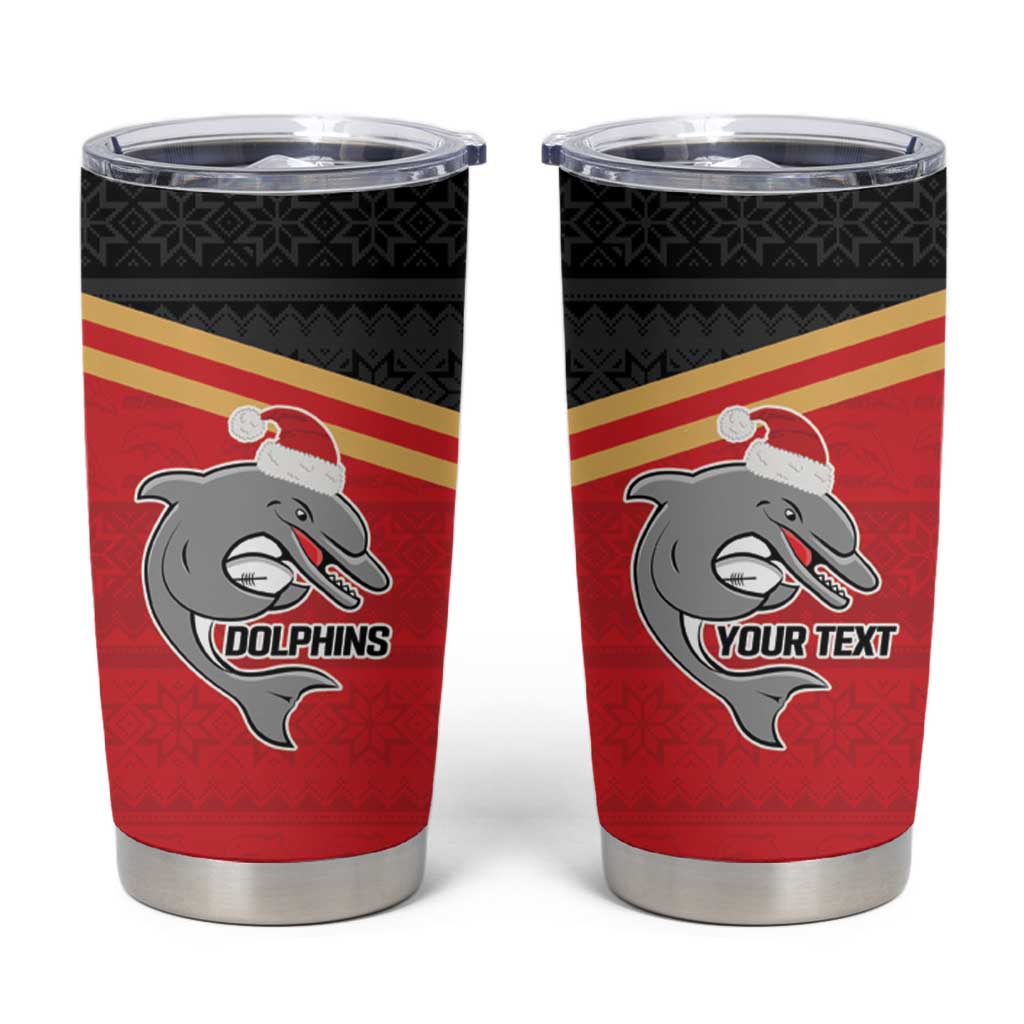 NRL Dolphins Mascot Christmas Personalised Tumbler Cup Black Style