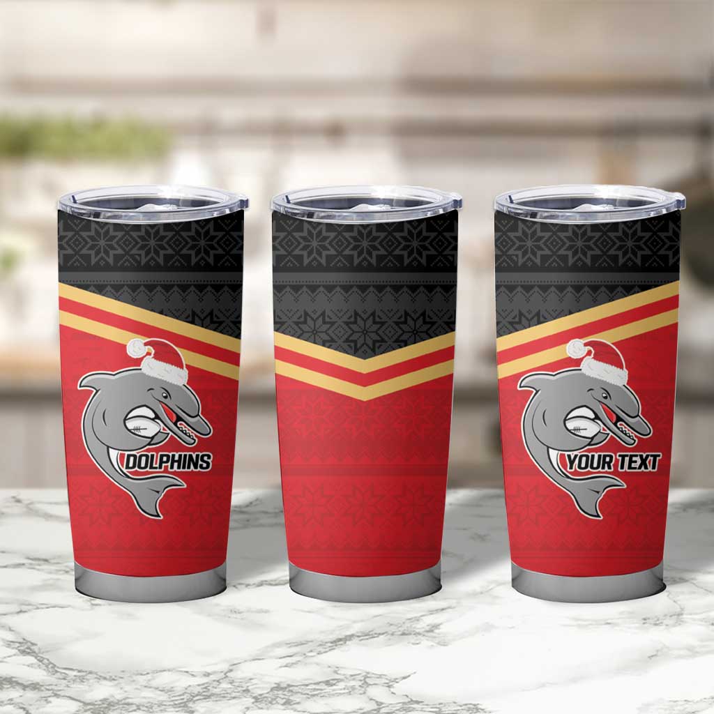 NRL Dolphins Mascot Christmas Personalised Tumbler Cup Black Style
