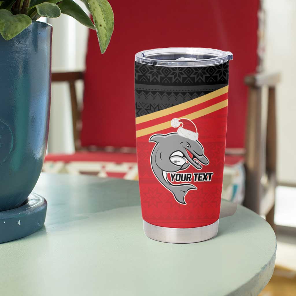 NRL Dolphins Mascot Christmas Personalised Tumbler Cup Black Style
