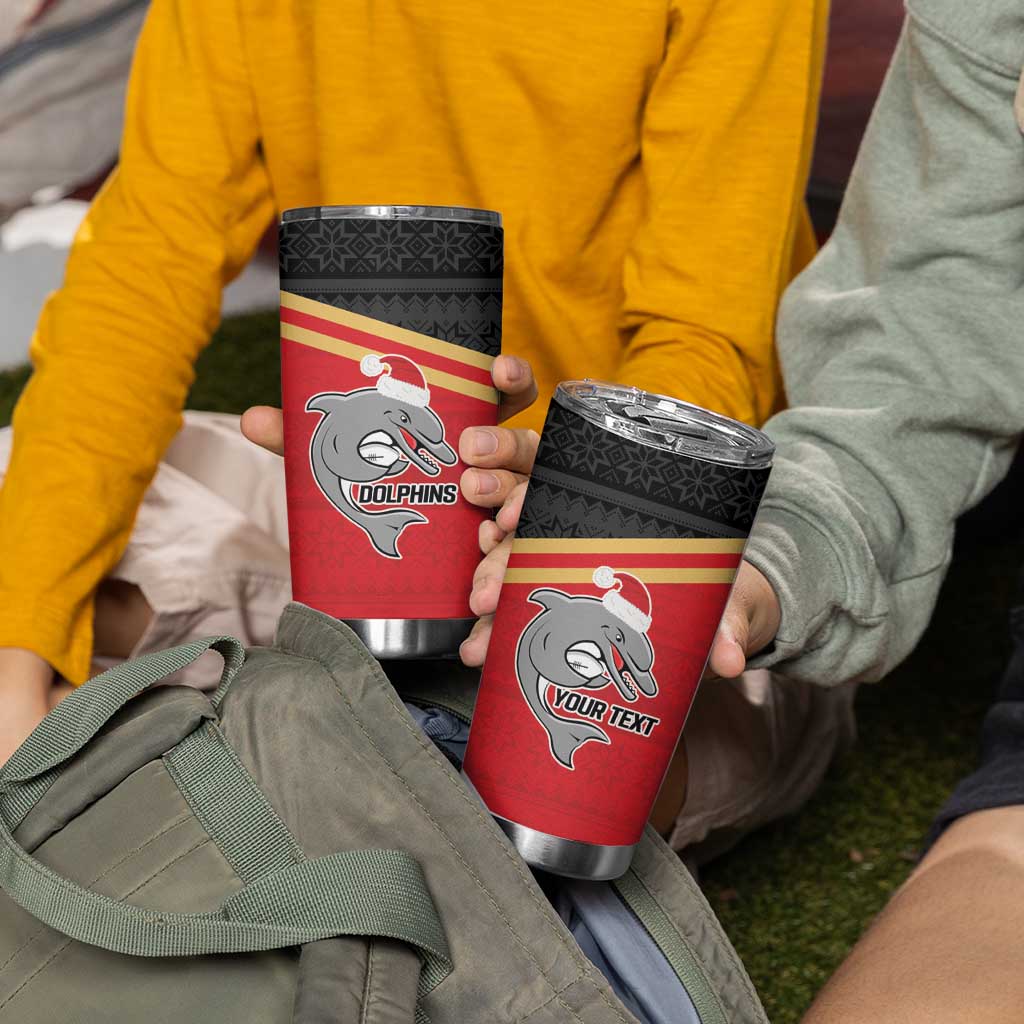 NRL Dolphins Mascot Christmas Personalised Tumbler Cup Black Style