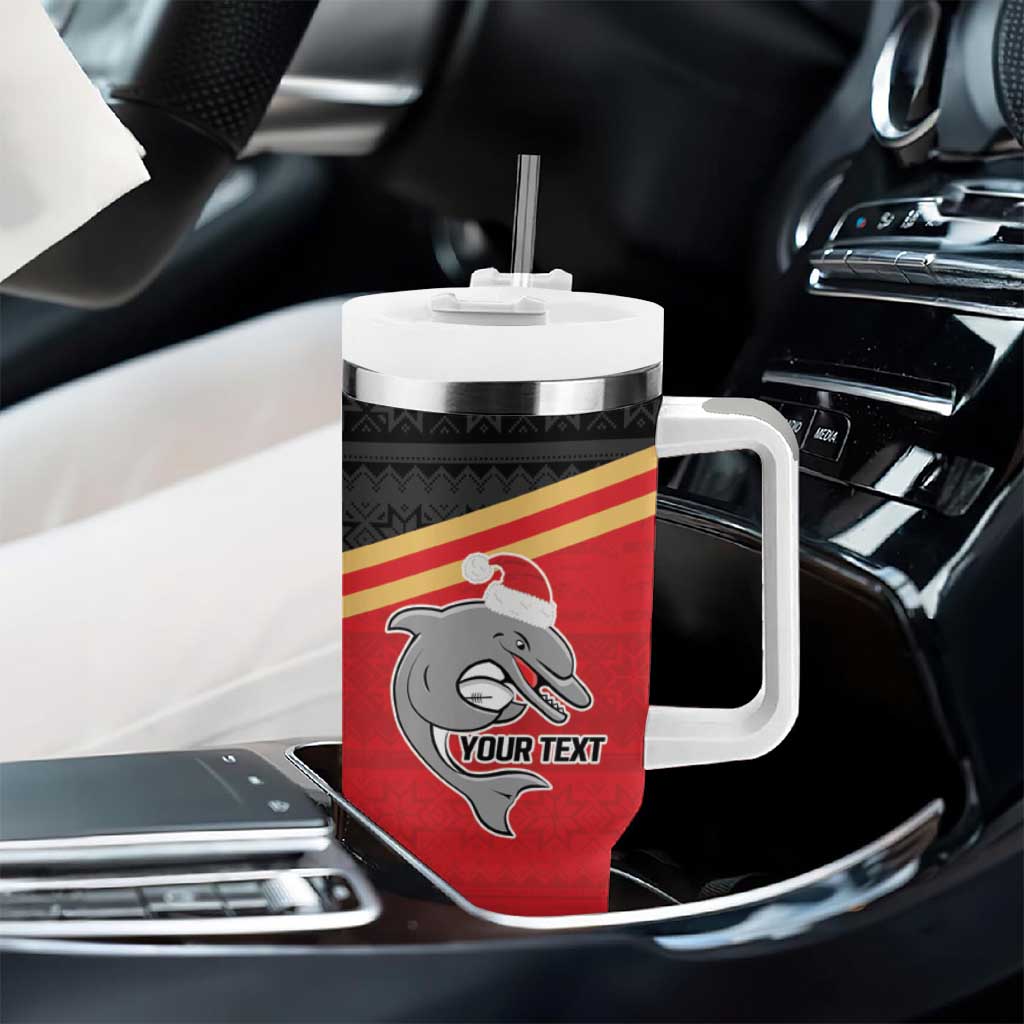 NRL Dolphins Mascot Christmas Personalised Tumbler With Handle Black Style