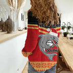 NRL Dolphins Mascot Christmas Personalised Women Casual Shirt Black Style