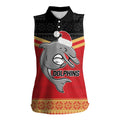 NRL Dolphins Mascot Christmas Personalised Women Sleeveless Polo Shirt Black Style