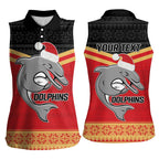 NRL Dolphins Mascot Christmas Personalised Women Sleeveless Polo Shirt Black Style