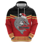NRL Dolphins Mascot Christmas Personalised Zip Hoodie Black Style