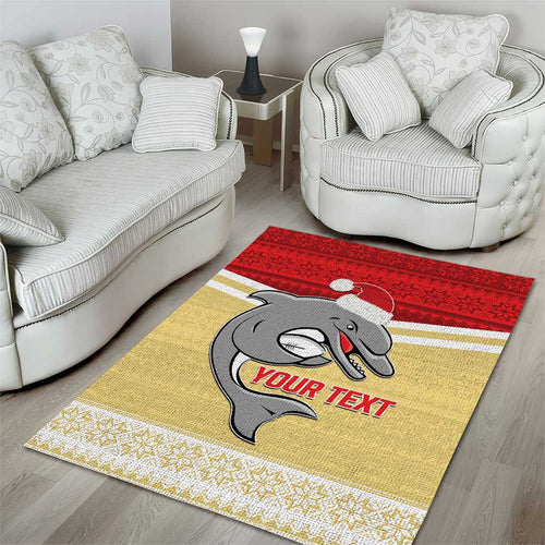 NRL Dolphins Mascot Christmas Personalised Area Rug God Style