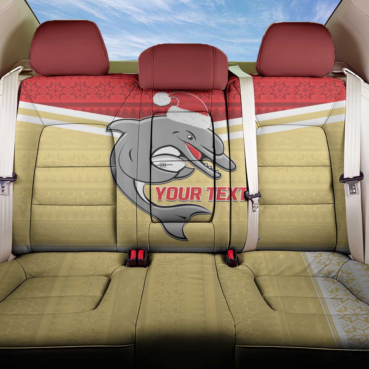 NRL Dolphins Mascot Christmas Personalised Back Car Seat Cover God Style
