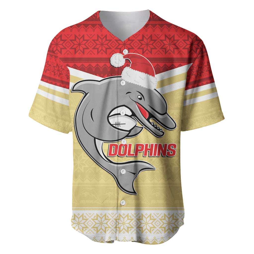 NRL Dolphins Mascot Christmas Personalised Baseball Jersey God Style