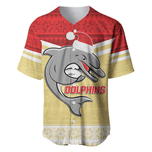NRL Dolphins Mascot Christmas Personalised Baseball Jersey God Style
