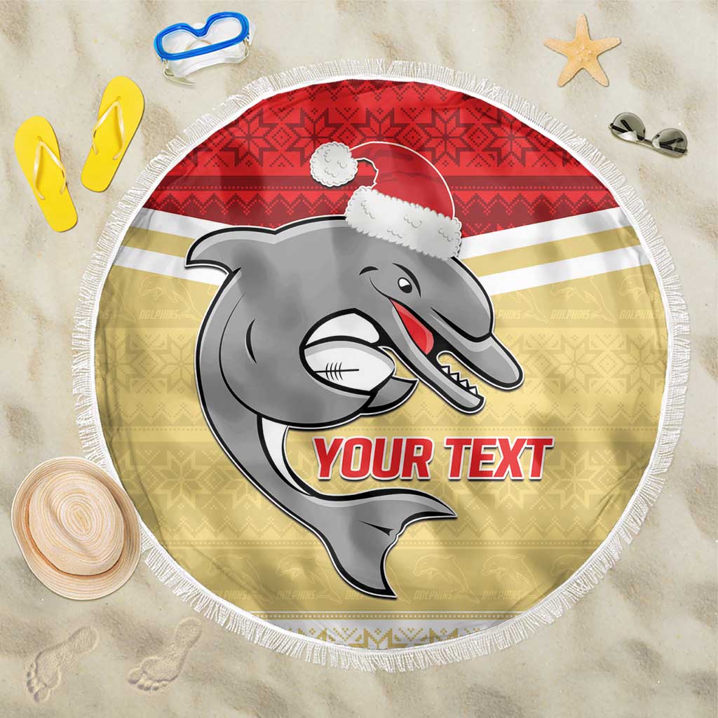 NRL Dolphins Mascot Christmas Personalised Beach Blanket God Style