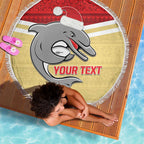 NRL Dolphins Mascot Christmas Personalised Beach Blanket God Style