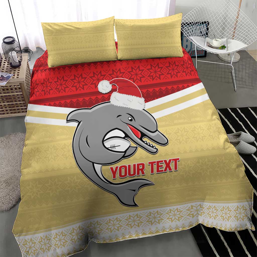 NRL Dolphins Mascot Christmas Personalised Bedding Set God Style