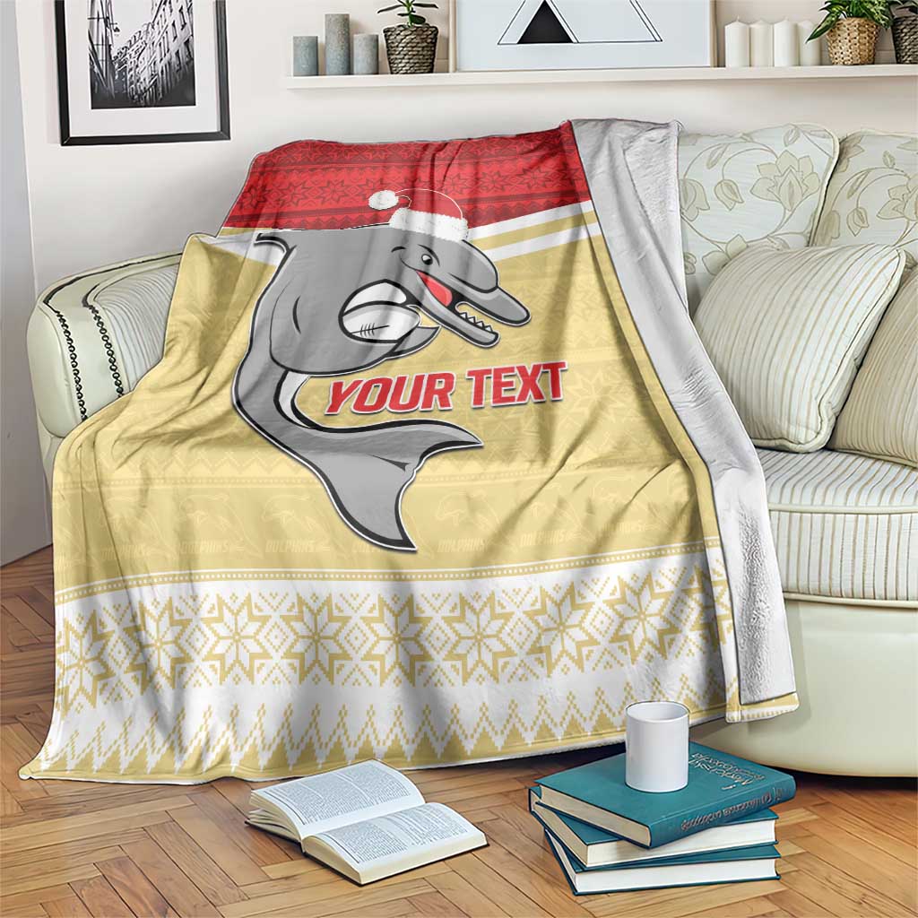 NRL Dolphins Mascot Christmas Personalised Blanket God Style