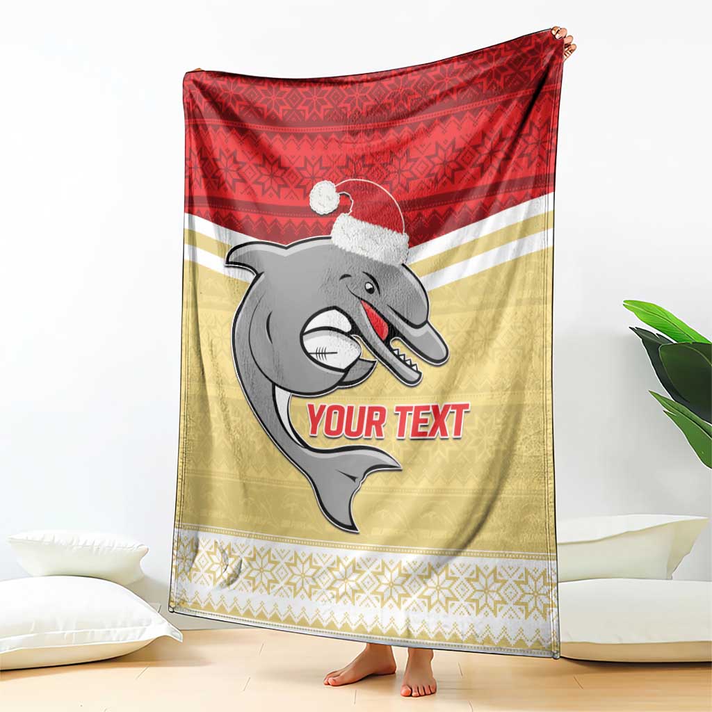 NRL Dolphins Mascot Christmas Personalised Blanket God Style