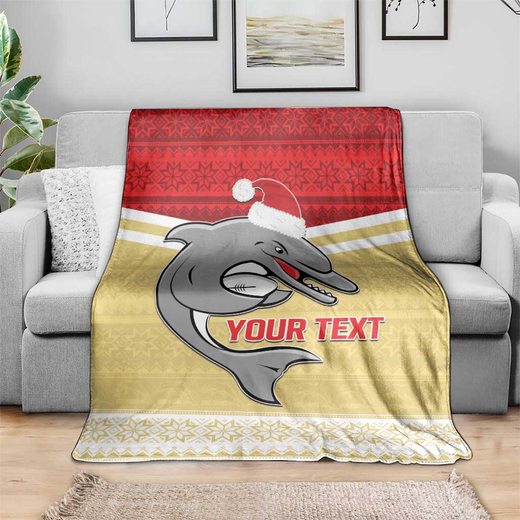 NRL Dolphins Mascot Christmas Personalised Blanket God Style