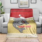 NRL Dolphins Mascot Christmas Personalised Blanket God Style