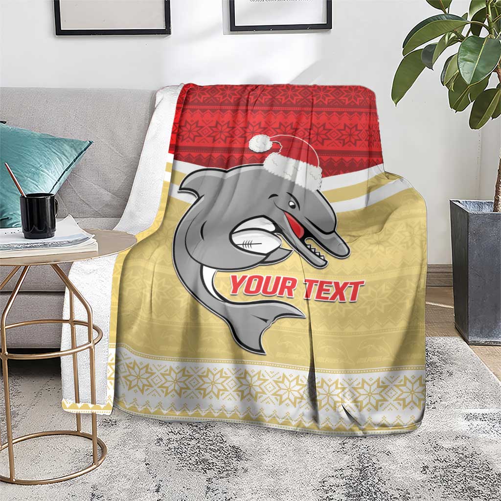 NRL Dolphins Mascot Christmas Personalised Blanket God Style