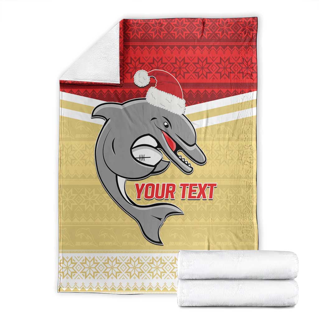 NRL Dolphins Mascot Christmas Personalised Blanket God Style