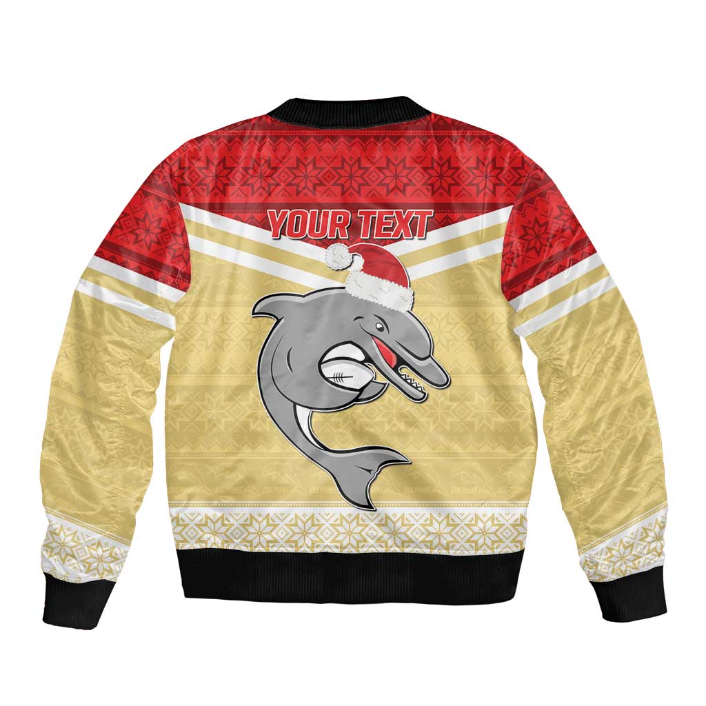 NRL Dolphins Mascot Christmas Personalised Bomber Jacket God Style