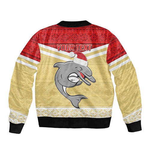 NRL Dolphins Mascot Christmas Personalised Bomber Jacket God Style