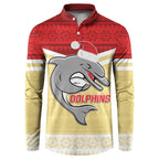 NRL Dolphins Mascot Christmas Personalised Button Sweatshirt God Style