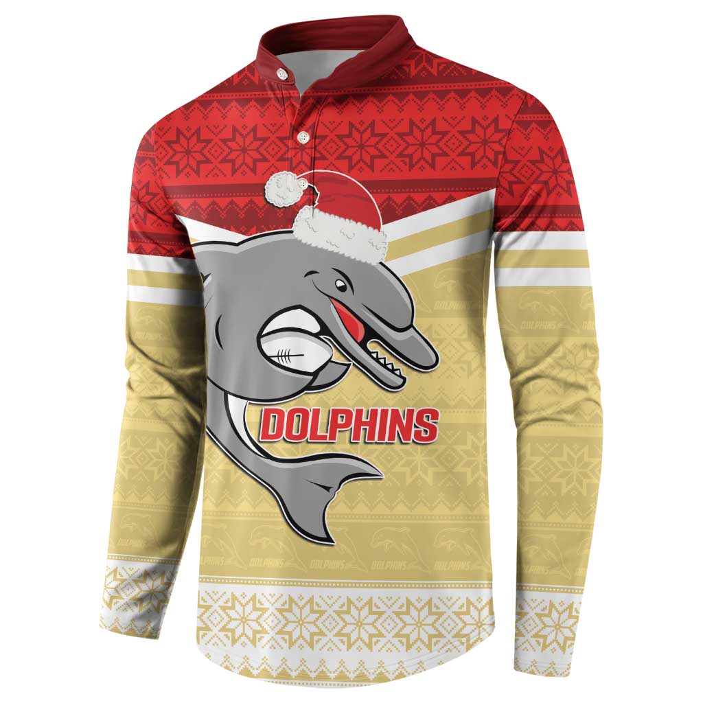 NRL Dolphins Mascot Christmas Personalised Button Sweatshirt God Style