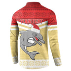 NRL Dolphins Mascot Christmas Personalised Button Sweatshirt God Style