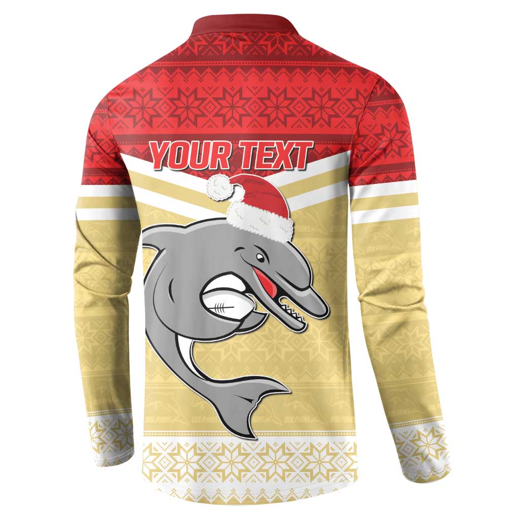 NRL Dolphins Mascot Christmas Personalised Button Sweatshirt God Style