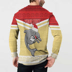 NRL Dolphins Mascot Christmas Personalised Button Sweatshirt God Style
