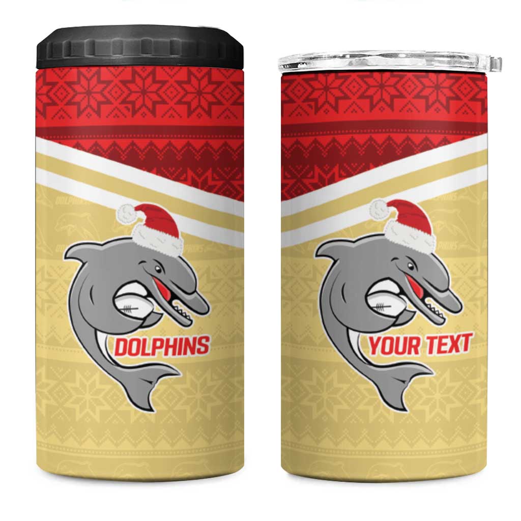 NRL Dolphins Mascot Christmas Personalised 4 in 1 Can Cooler Tumbler God Style