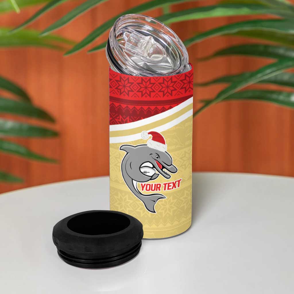NRL Dolphins Mascot Christmas Personalised 4 in 1 Can Cooler Tumbler God Style