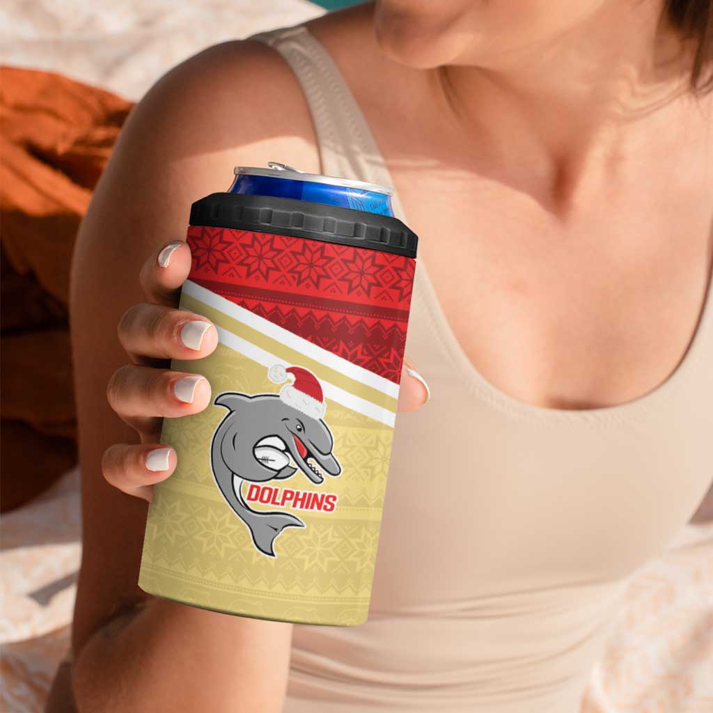 NRL Dolphins Mascot Christmas Personalised 4 in 1 Can Cooler Tumbler God Style