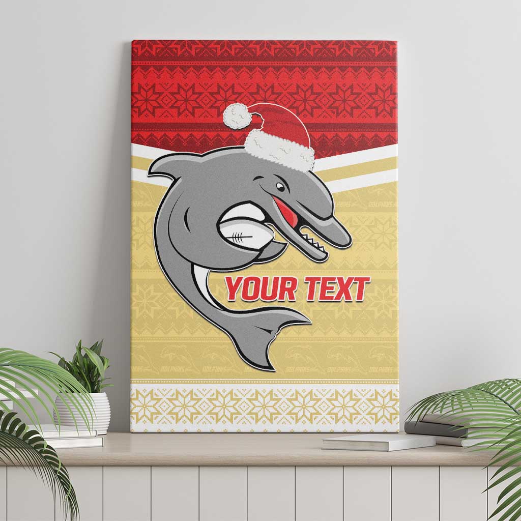 NRL Dolphins Mascot Christmas Personalised Canvas Wall Art God Style