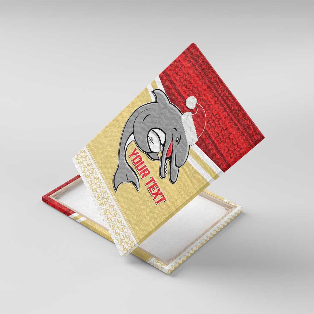 NRL Dolphins Mascot Christmas Personalised Canvas Wall Art God Style
