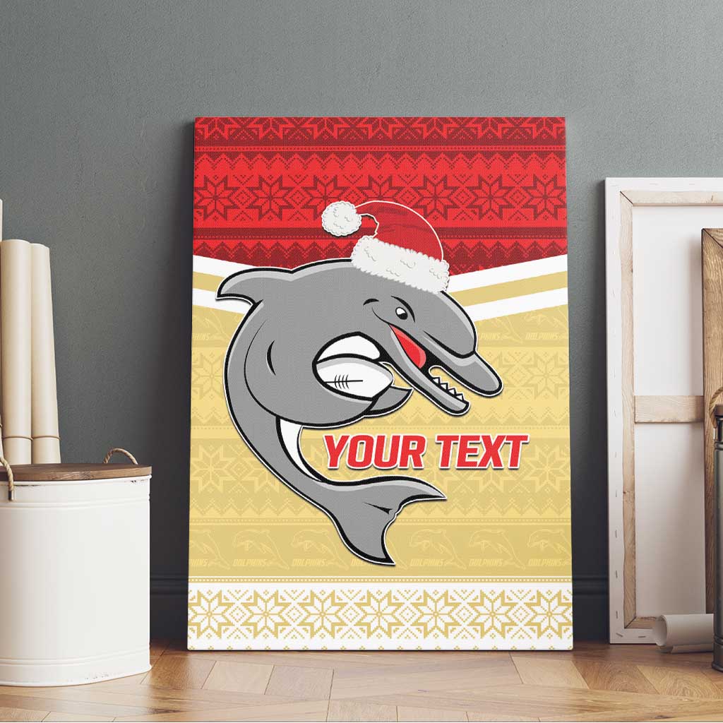 NRL Dolphins Mascot Christmas Personalised Canvas Wall Art God Style