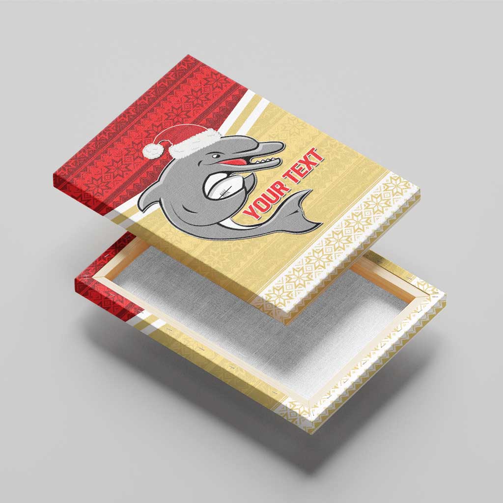 NRL Dolphins Mascot Christmas Personalised Canvas Wall Art God Style