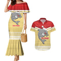 NRL Dolphins Mascot Christmas Personalised Couples Matching Mermaid Dress and Hawaiian Shirt God Style