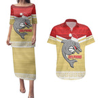 NRL Dolphins Mascot Christmas Personalised Couples Matching Puletasi and Hawaiian Shirt God Style