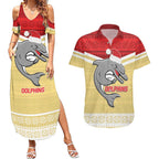 NRL Dolphins Mascot Christmas Personalised Couples Matching Summer Maxi Dress and Hawaiian Shirt God Style