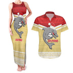 NRL Dolphins Mascot Christmas Personalised Couples Matching Tank Maxi Dress and Hawaiian Shirt God Style