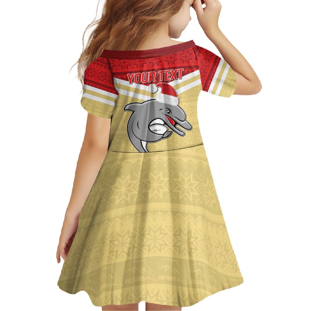 NRL Dolphins Mascot Christmas Personalised Family Matching Long Sleeve Bodycon Dress and Hawaiian Shirt God Style