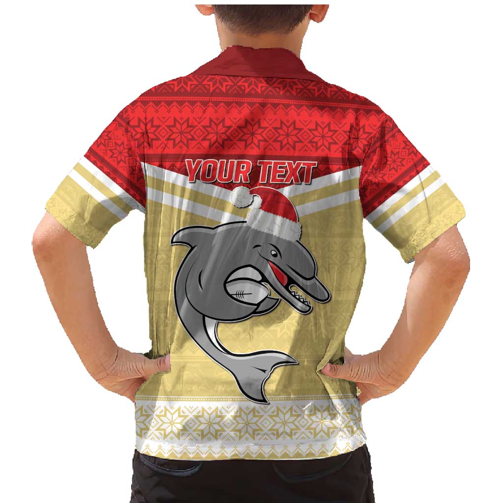 NRL Dolphins Mascot Christmas Personalised Family Matching Mermaid Dress and Hawaiian Shirt God Style